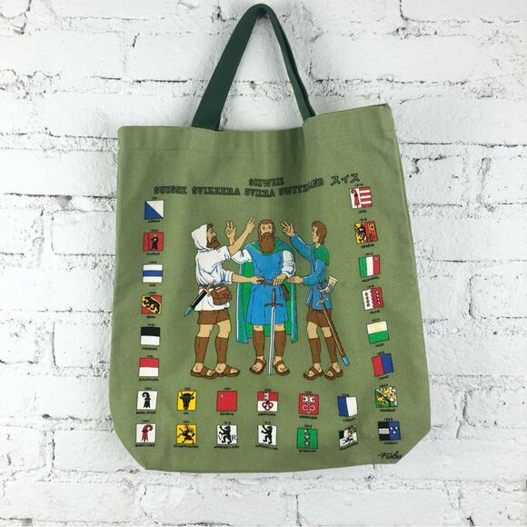 Vintage Swiss Fisba map river flag tote. - Picture 2 of 5